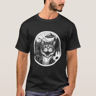 T-shirt Selfie de chat amusant avec des ovnis