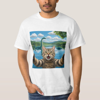 T-shirt Selfie de chat amusant avec Loch Ness Monster Cool