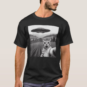 T-shirt Selfie De Chat Avec Alien UFO Drôle Cadeaux De Cha