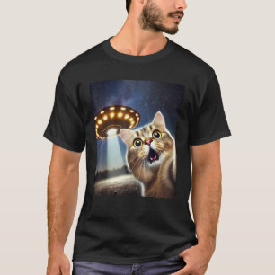 T-shirt Selfie De Chat Avec Alien UFO Drôle Cadeaux De Cha