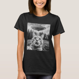 T-shirt Selfie De Chat Avec Alien Ufo Drôle Chat Pour Homm