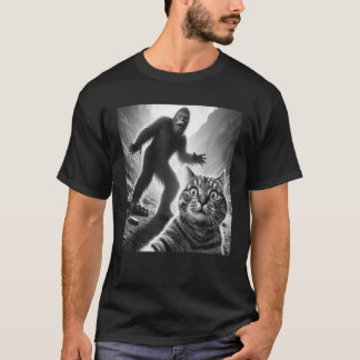 T-shirt Selfie De Chat Douloureux Surpris Avec Sasquatch B
