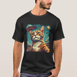 T-shirt Selfie de chat drôle avec ovni chat maman chat pap