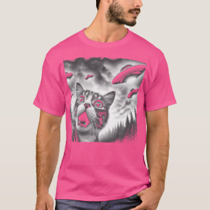 T-shirt Selfie De Chat Drôle Avec Ufos