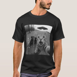T-shirt Selfie de chats et de chiens avec un OVNI alien dr
