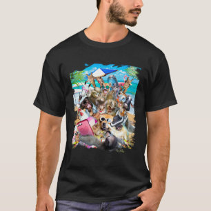 T-shirt Selfie de groupe de plage de paresseux chien chat