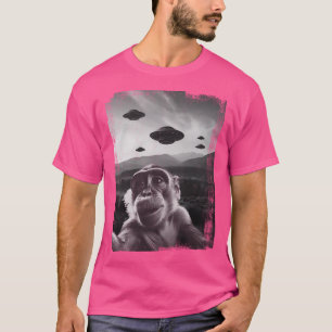 T-shirt Selfie De Singe Ufo Drôle Avec Ufo Alien Monkey Fu