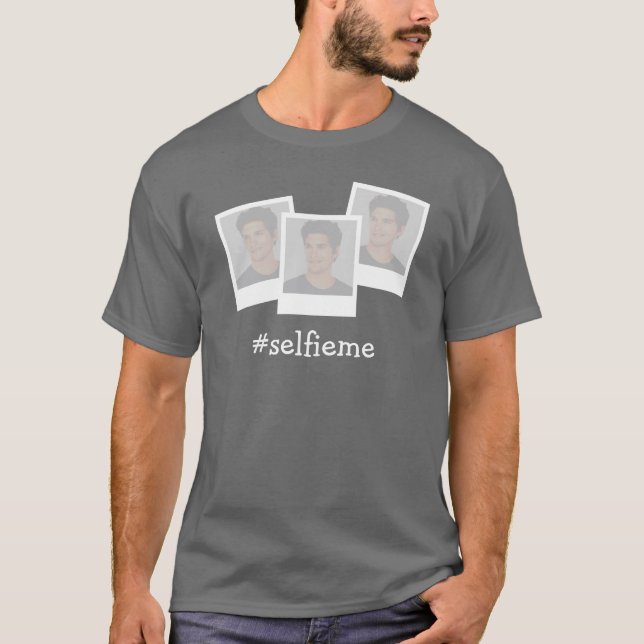 T-shirt #selfieme slogan ajoutez vos propres photos t-shir (Devant)