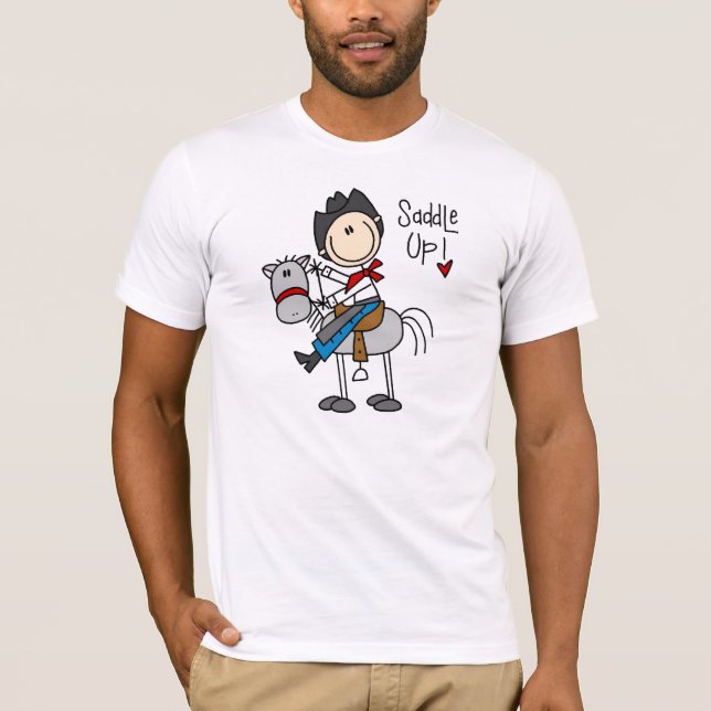 T-shirt Sellez ! Chiffre chemise de bâton de cowboy (Devant)