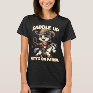 T-shirt Sellez Kitty est en patrouille - Joli chat cowboy