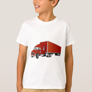 T-shirt Semi bande dessinée rouge de remorque de camion
