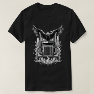 T-shirt Semi-Camion flamboyant avec l'art patriotique aigl
