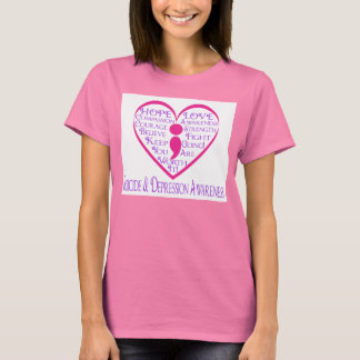 T-shirt Semi-Colon Coeur pour la sensibilisation au suicid