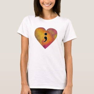 T-shirt Semicolon Aquarelle Coeur Sensibilisation à la san
