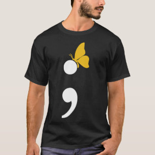 T-shirt Semicolon Butterfly Suicide Prévention de la dépre