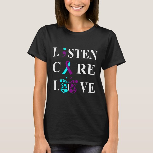 T-shirt Semicolon de sensibilisation au suicide Purple Tur (Devant)