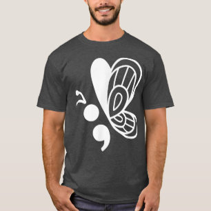 T-shirt Semicolon papillon Sensibilisation à la santé ment