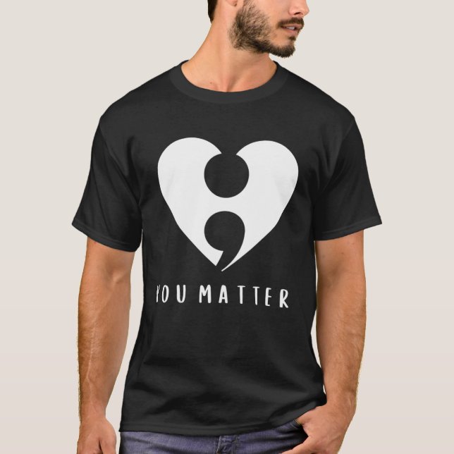 T-shirt Semicolon Prévention du suicide cardiaque Santé me (Devant)