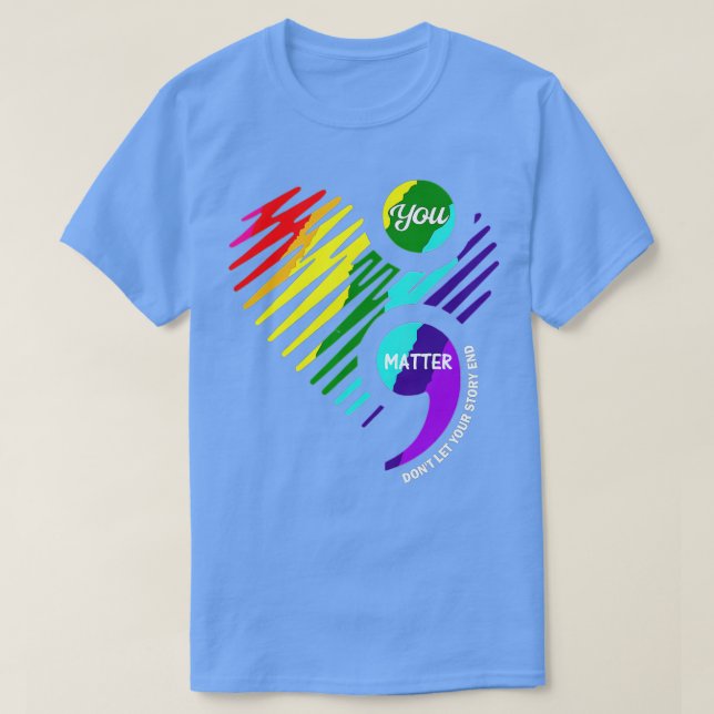 T-shirt Semicolon Sensibilisation à la santé mentale  (Design devant)