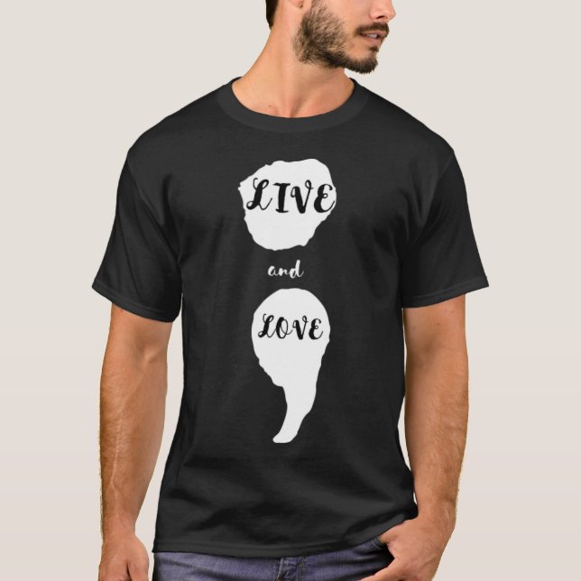 T-shirt Semicolon Vit Et Aime Sensibilisation Au Suicide P (Devant)