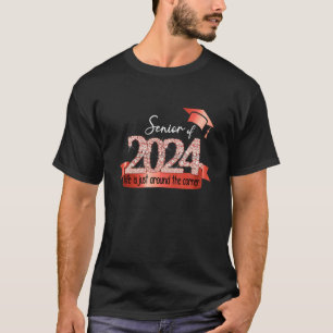 T-shirt Senior 2024 I Motivational Quote Red Black Party O