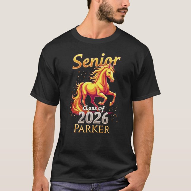 T-shirt Senior 2026 Class Graduate Fire Horse Personalized (Devant)