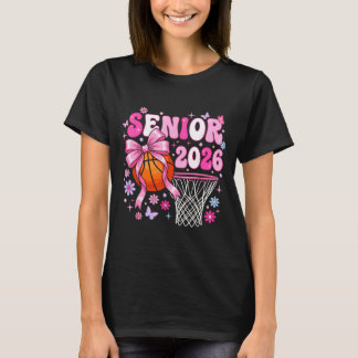 T-shirt Senior 2026 class of 2026 basketball coquette bow