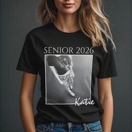 T-shirt Senior 2026 Photo & Nom Minimaliste Noir 
