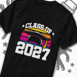 T-shirt Senior 2027 Classe de 2027 Graduation Retro Sunset