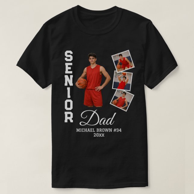 T-shirt Senior Dad Custom Photo Collage Name Number Year (Design devant)