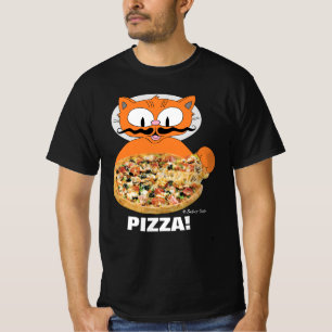 T-shirt Señor Gato Cartoon Moustache Chat Pizza !