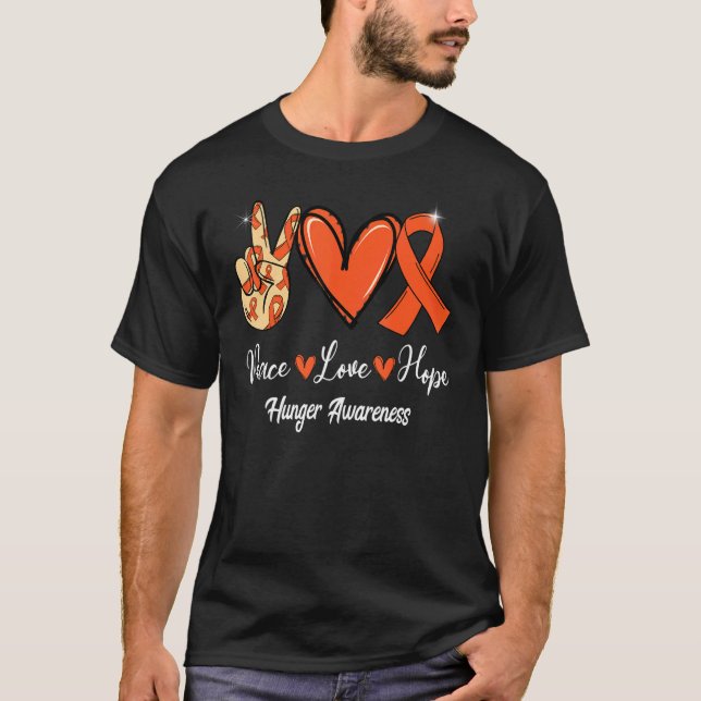 T-shirt Sensibilisation à la faim Paix Aimer Espoir Ruban  (Devant)