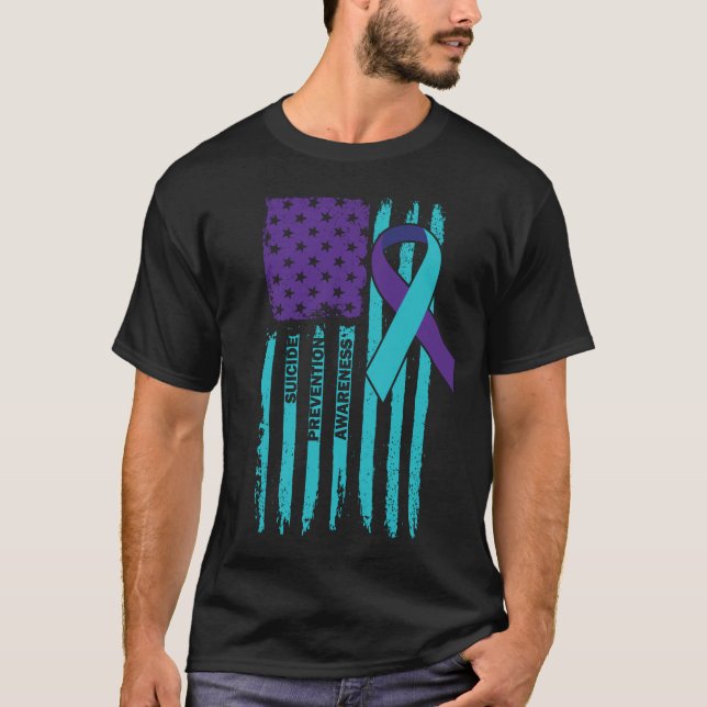 T-shirt Sensibilisation à la prévention du suicide Drapeau (Devant)