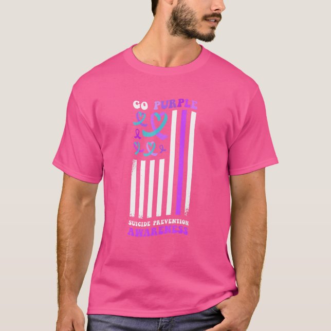T-shirt Sensibilisation à la prévention du suicide Drapeau (Devant)