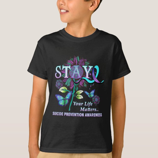 T-shirt Sensibilisation à la prévention du suicide Restez  (Devant)