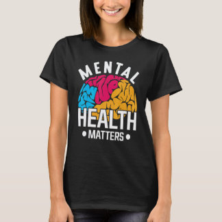 T-shirt Sensibilisation à la santé mentale Brain Coloré