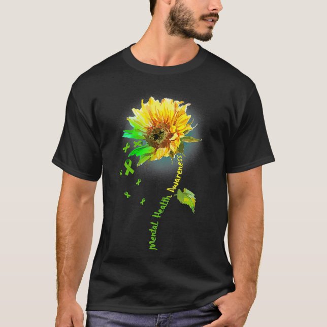 T-shirt Sensibilisation à la santé mentale Tournesol Ribbo (Devant)