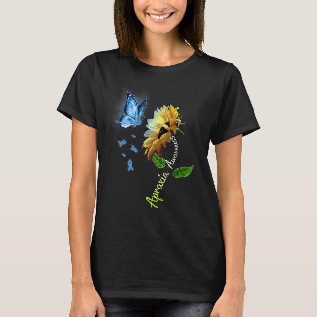 T-shirt Sensibilisation à l'appraxie du tournesol papillon (Devant)