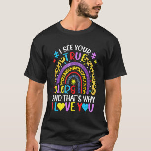 T-shirt Sensibilisation à l'autisme Arc-en-ciel Je vois vo