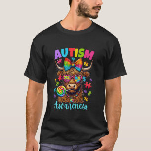 T-shirt Sensibilisation à l'autisme Highland Cow Pièces de