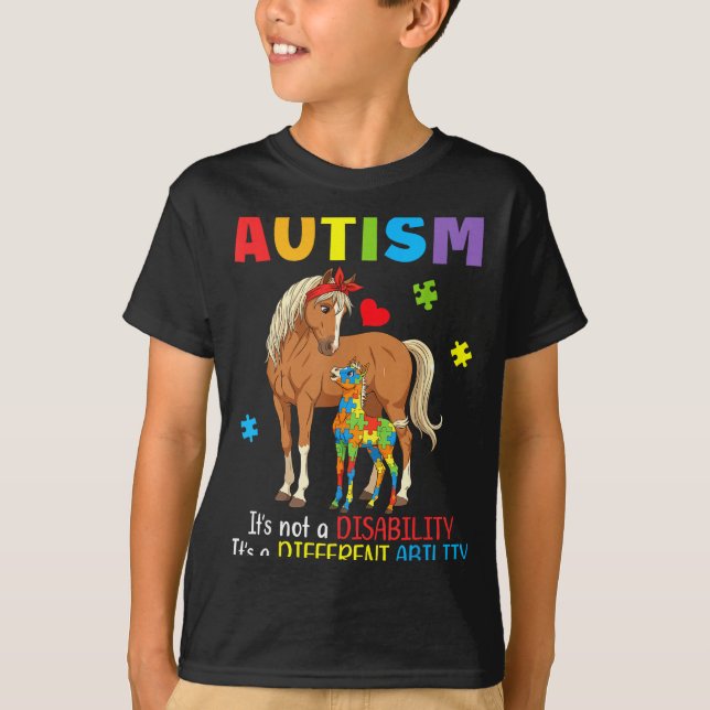T-shirt Sensibilisation à l'autisme Mère Cheval Capacité D (Devant)