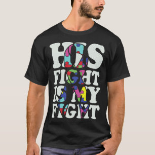 T-shirt Sensibilisation à l'autisme Son combat est mon com