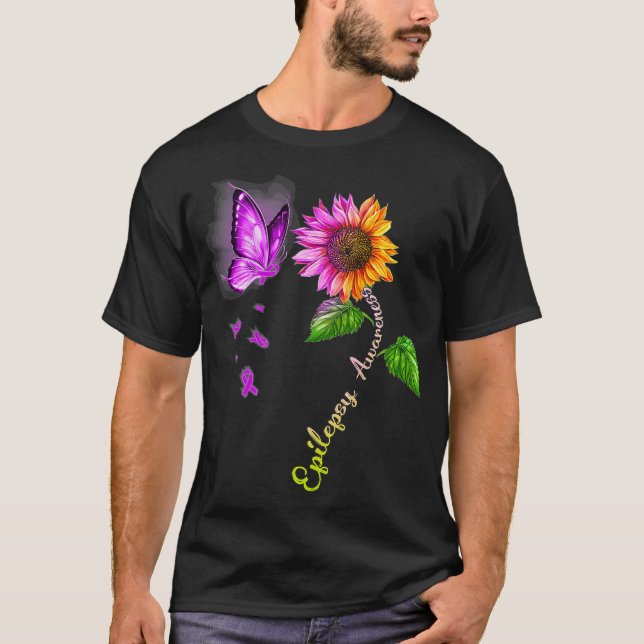 T-shirt Sensibilisation à l'épilepsie du tournesol papillo (Devant)