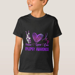 T-shirt Sensibilisation à l'épilepsie Paix Amour Cure Purp