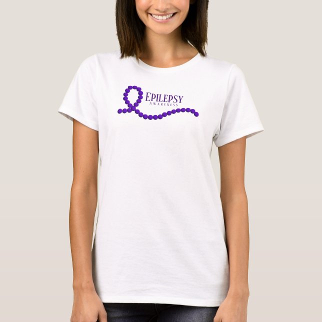 T-shirt Sensibilisation à l'épilepsie Perles de ruban viol (Devant)