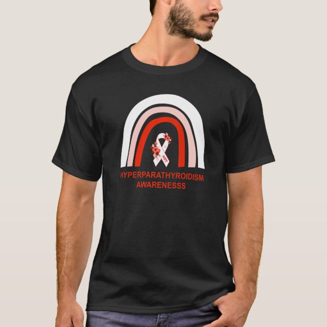 T-shirt Sensibilisation à l'hyperparathyroïdie Rouge Blanc (Devant)