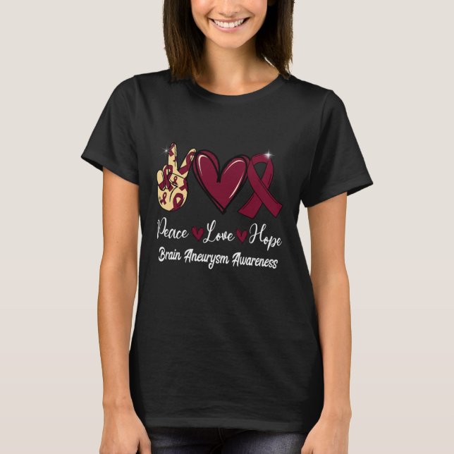 T-shirt Sensibilisation à l'neurysme cérébral Paix Amour E (Devant)