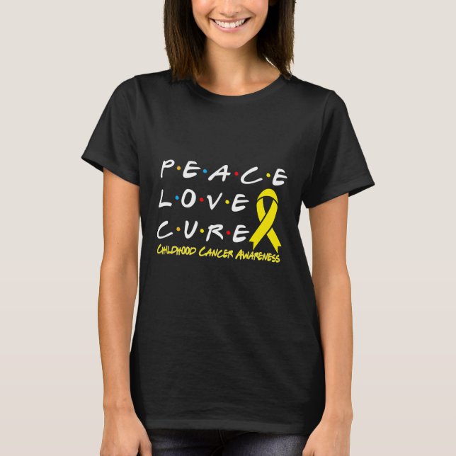 T-shirt Sensibilisation au cancer de l'enfance Paix Amour  (Devant)