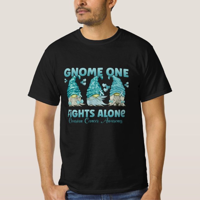 T-shirt Sensibilisation au cancer de l'ovaire Gnome du rub (Devant)