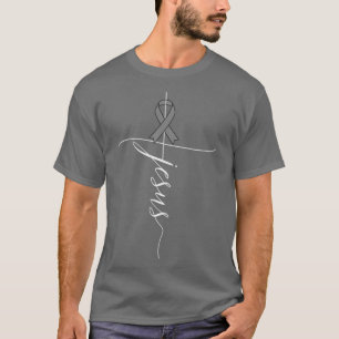 T-shirt Sensibilisation au cancer du cerveau Jésus Gray Ri